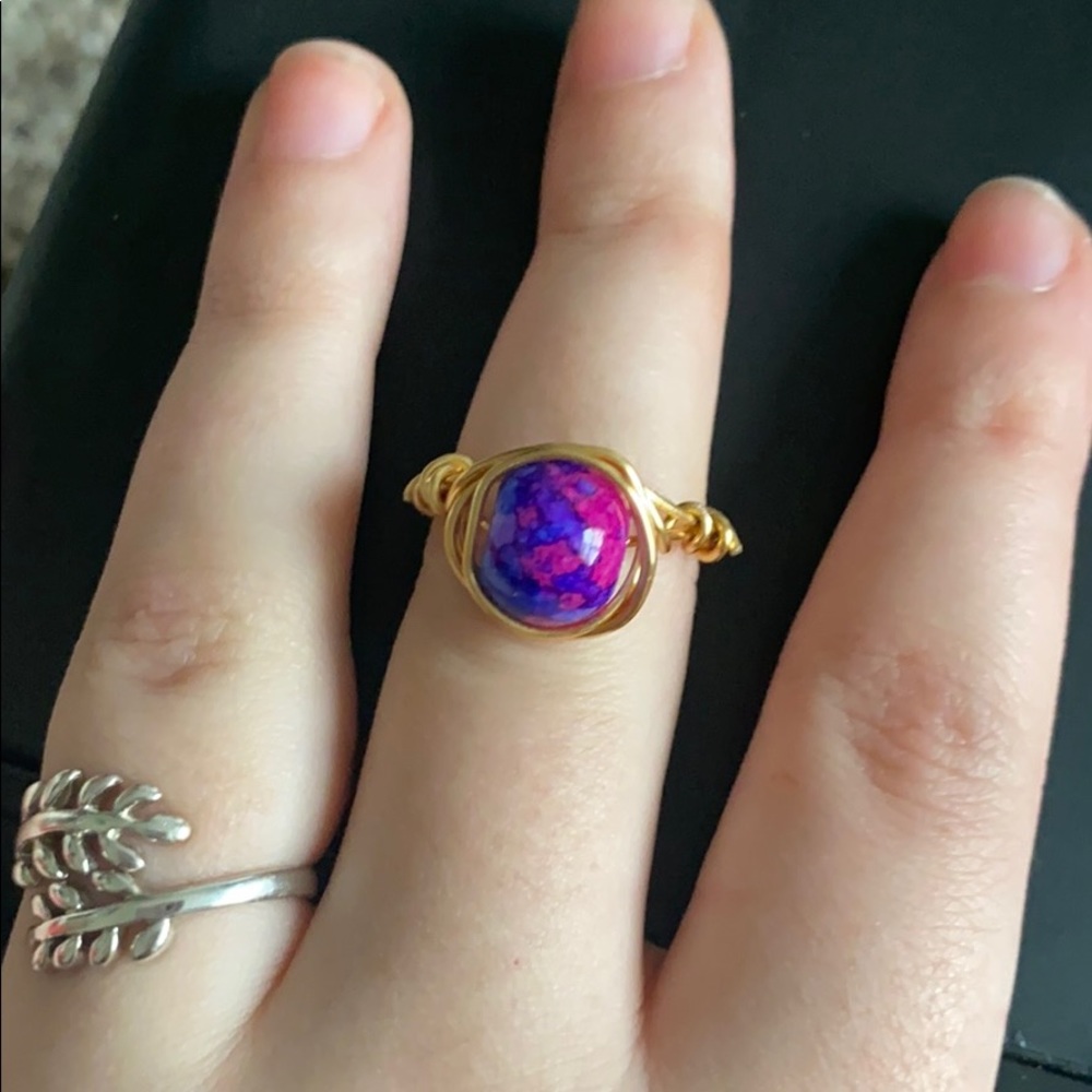 multicolor bead wire ring